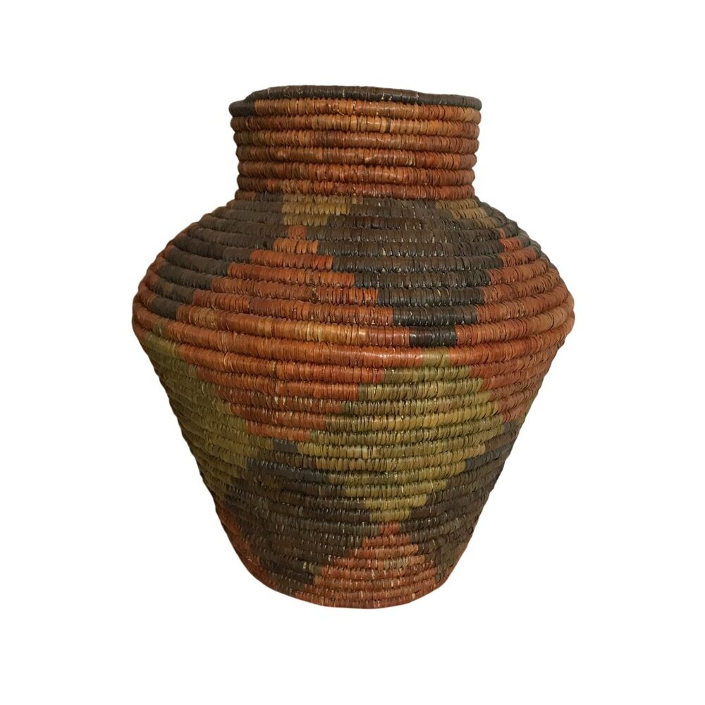 Vintage NATIVE AMERICAN Olla Basket Handwoven Southwestern Decor 12 X 9 U.S.